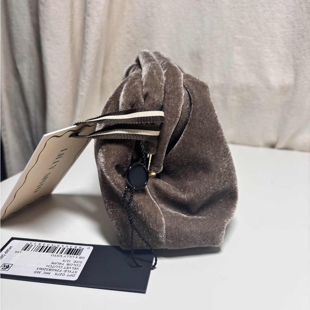 Gianni Bini x Lilly Sisto Virginia Velvet Clutch Crossbody Bag In Taupe - Picture 9 of 12
